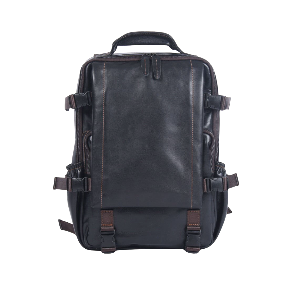 Griffin Black Leather Backpack