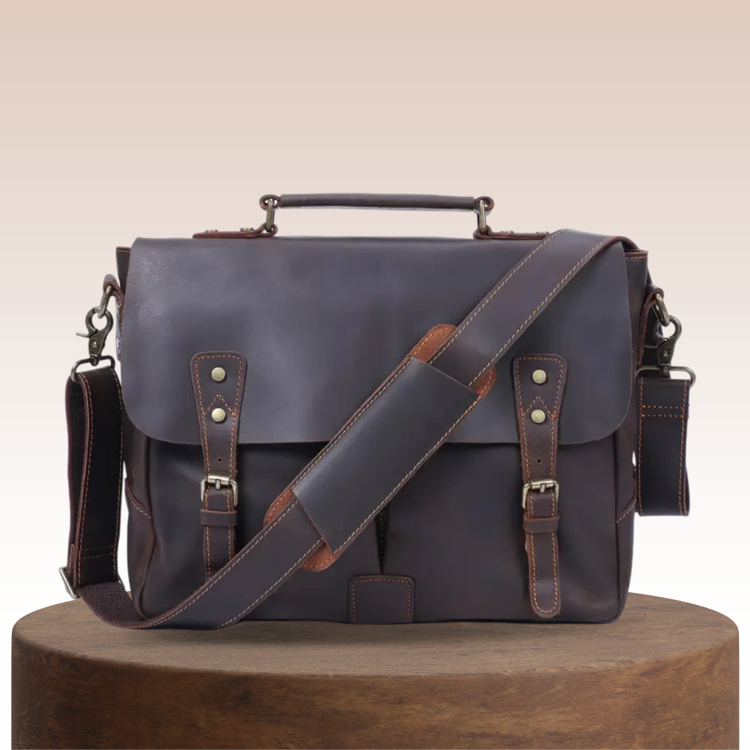 Beau Leather Messenger with Buckle Flap
