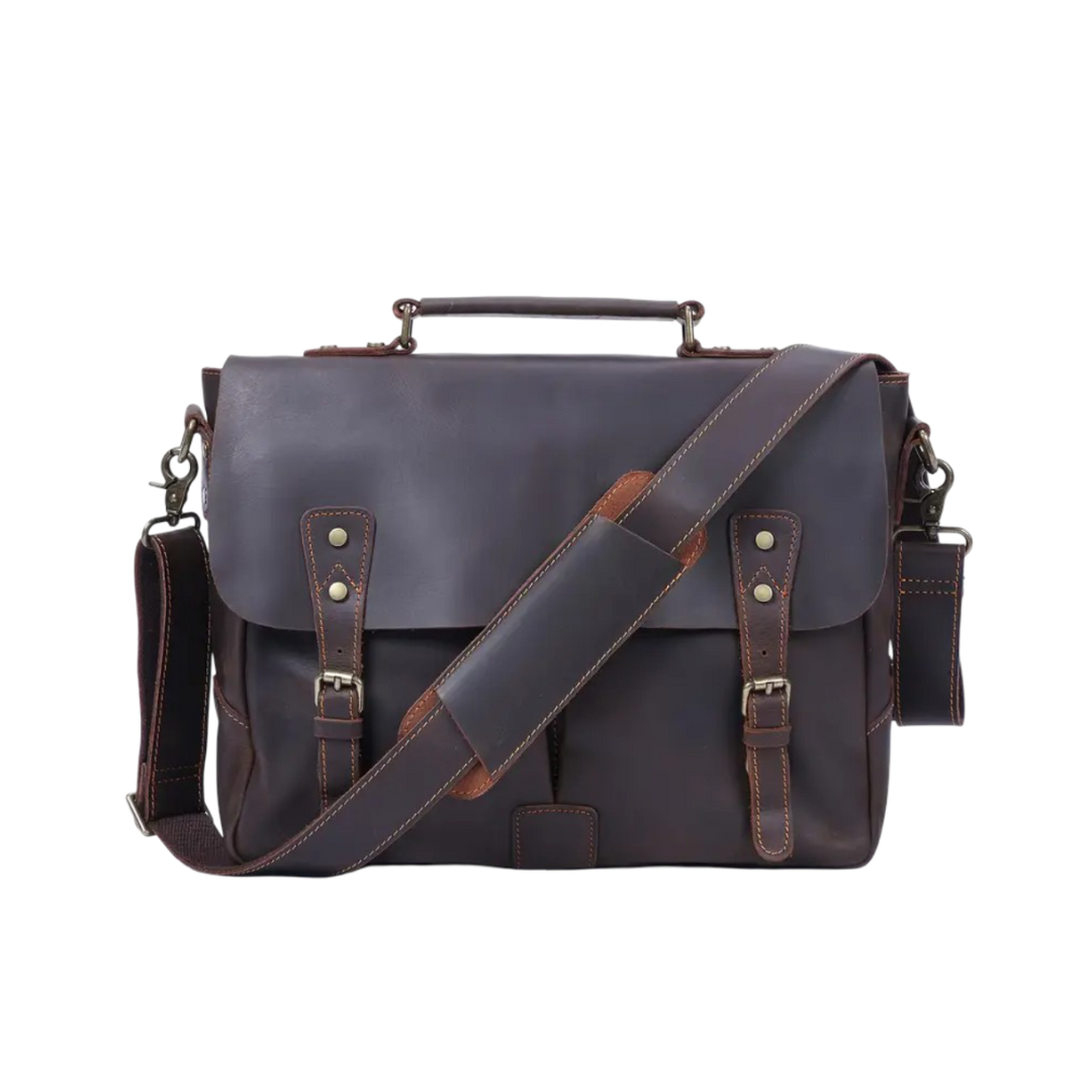 Beau Leather Messenger with Buckle Flap