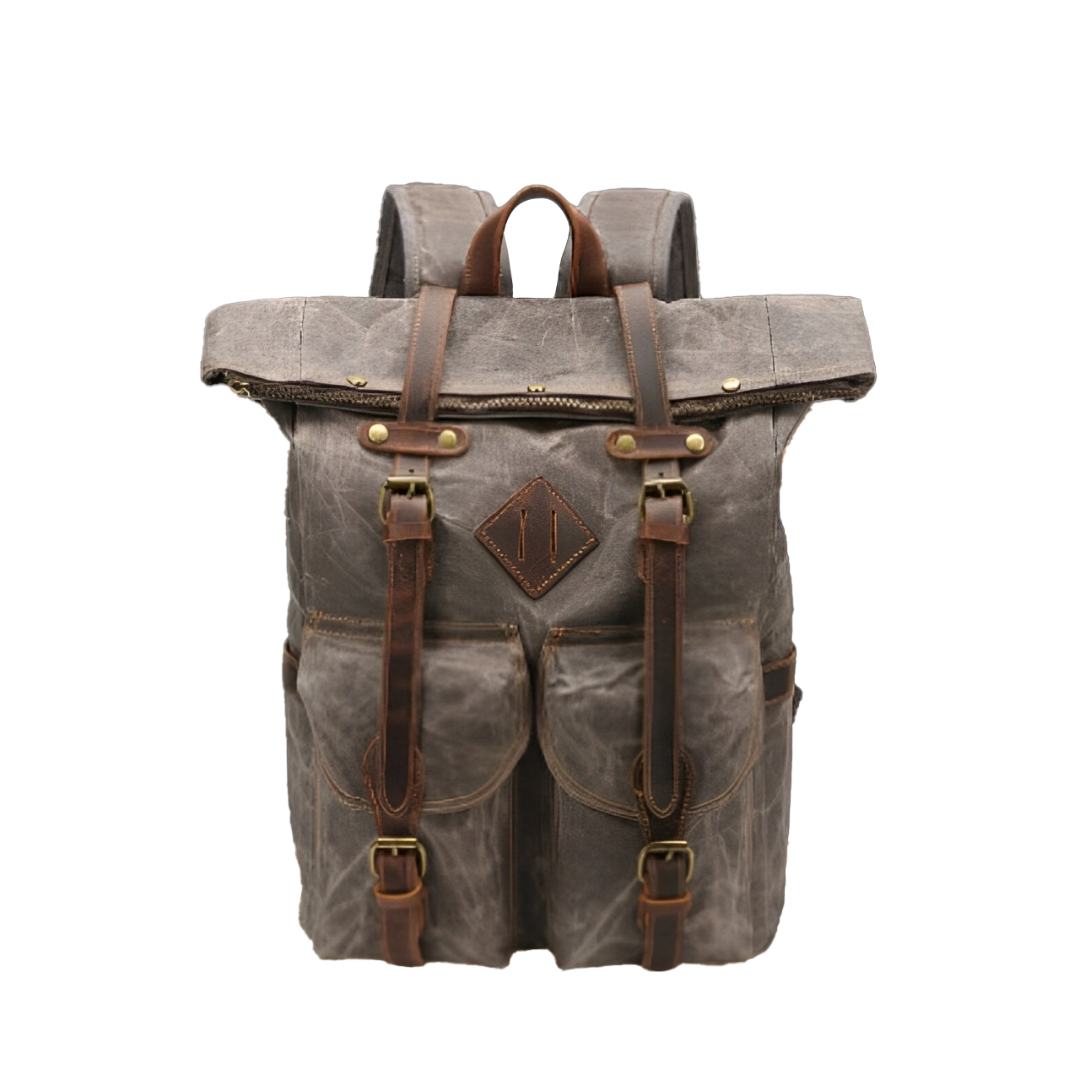Edriel Leather Roll-Top Laptop Backpack