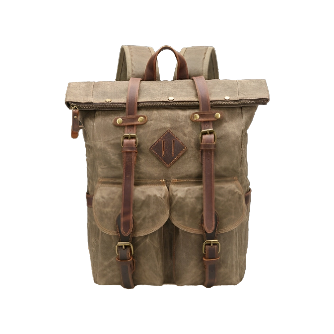 Edriel Leather Roll-Top Laptop Backpack