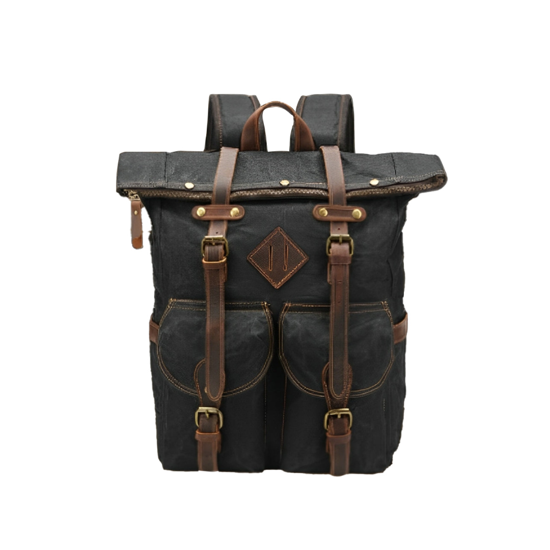 Edriel Leather Roll-Top Laptop Backpack