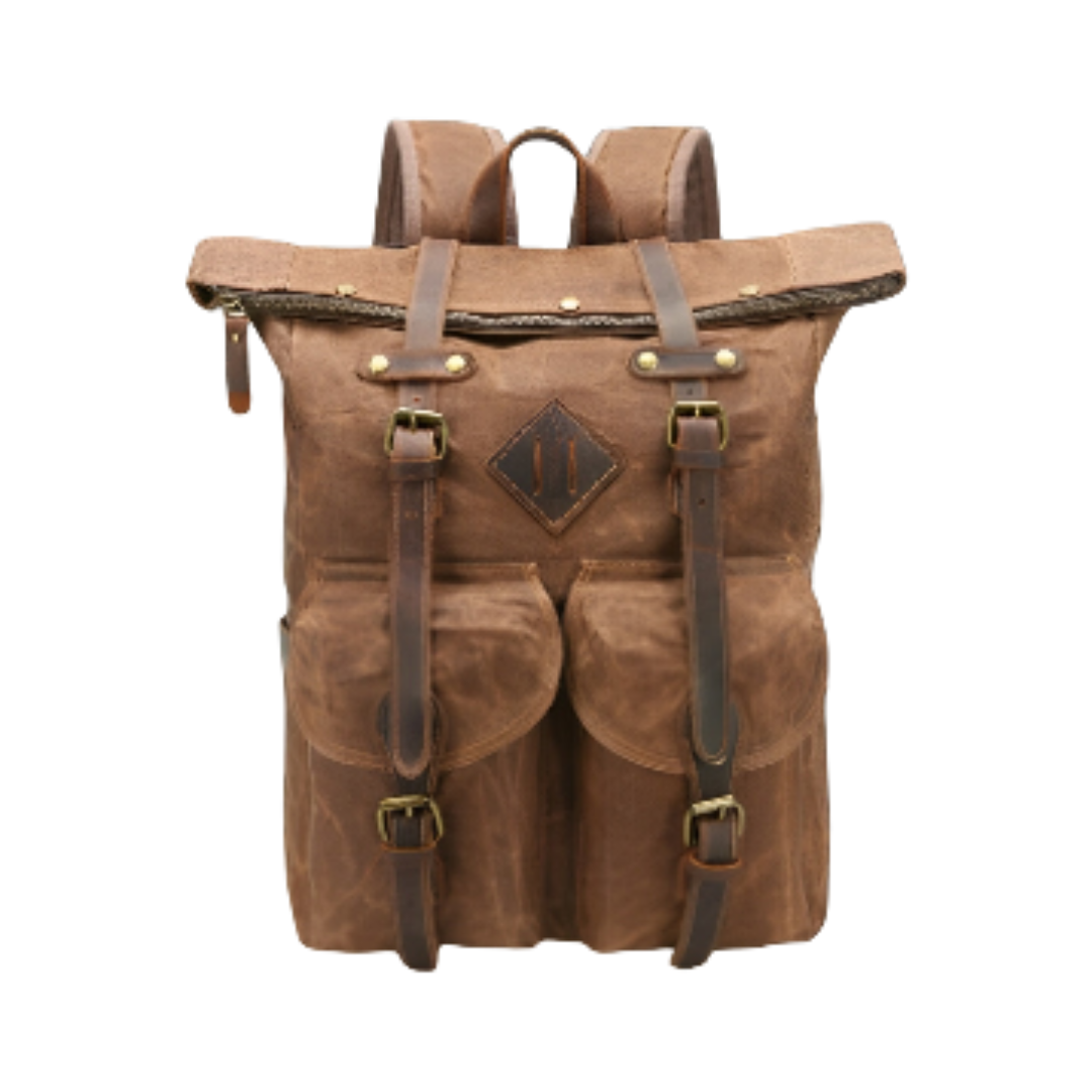 Edriel Leather Roll-Top Laptop Backpack