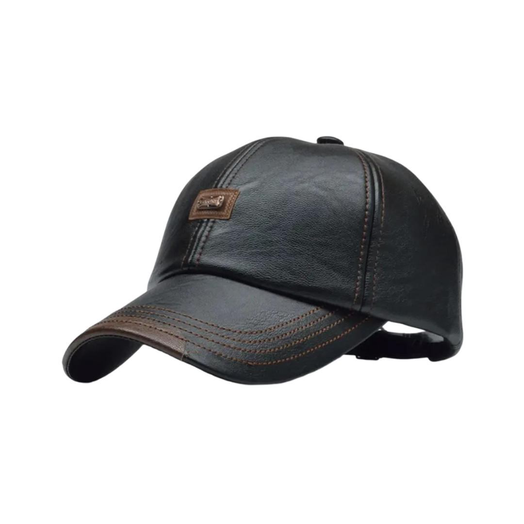 Rafael | Men's Leather Baseball Cap with Logo Patch